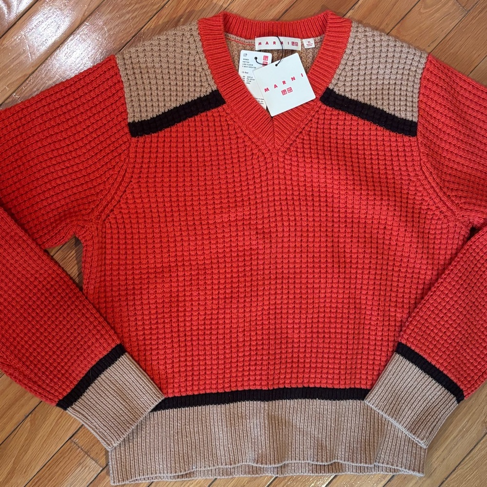 NWT Uniqlo x Marni Orange Cableknit Sweater